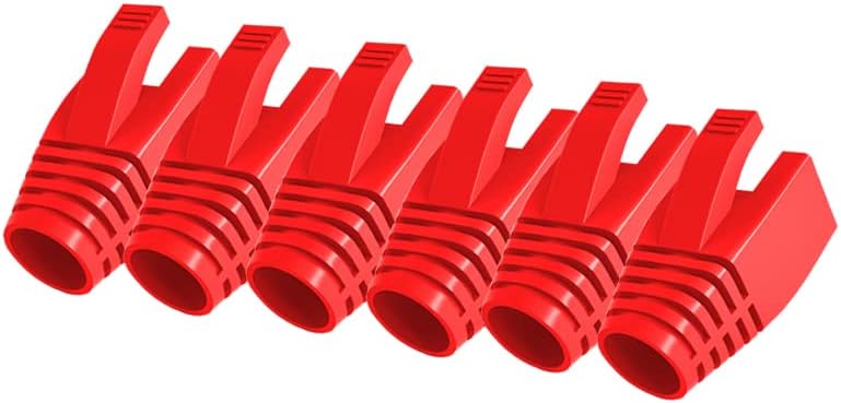 50 Pcs Cat7 Cat7A Cat8 Strain Relief Boot, RJ45 Plug Connector Cover Modular Network Plug Connector Cap Cable Connector Boots, Red