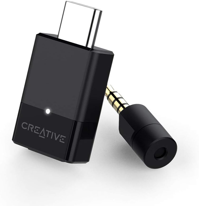 Creative BT-W3 Bluetooth 5.0 USB-C Audio Transmitter, aptX LL and aptX HD, 3.5 mm Analog Mic for Voice Chat Support, Codec Indicator and Selection, Plug-and-Play for PS4, Nintendo Switch, PC, and Mac