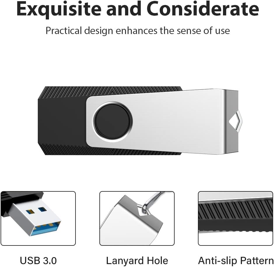 Aiibe 128GB Flash Drive 3.0 2 Pack 128GB USB Flash Drive Thumb Drive Zip Drive USB 3.0 Memory Stick USB Drive with Keychain (128G, 2 Colors: Black Green)