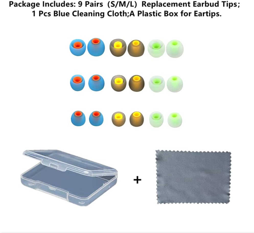 Earbud Silicone Ear Tips Earbuds Replacement Ear Tips Gels Bud for Popular in-Ear Headphones Other Inner Hole from 3.8mm - 5.1mm Earphones 9 Pairs S/M/L