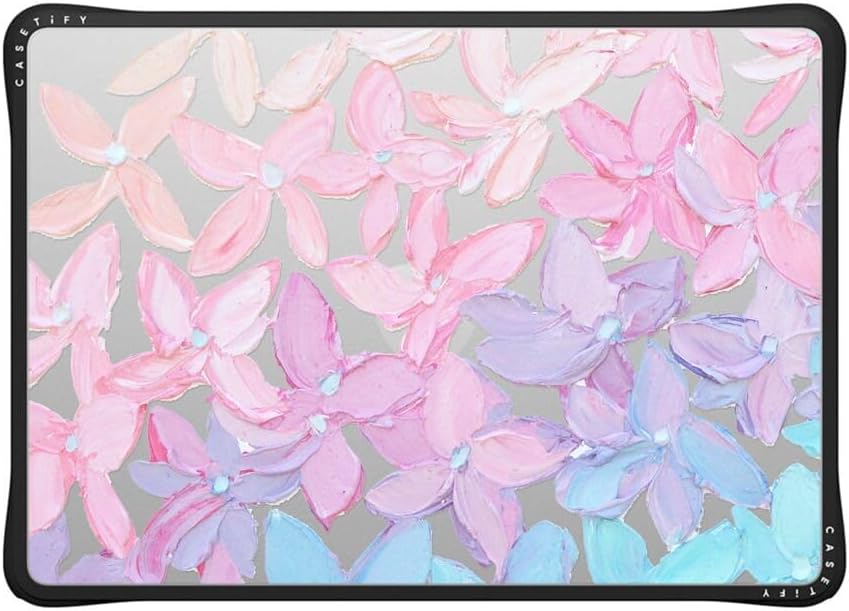 CASETiFY Impact MacBook Air 13.6" (M2-M4) Case [Cushioned Impact Corners/Scratch-Resistant/Anti-Slip Grip] - Clear Hydrangea Blooms - Clear Black