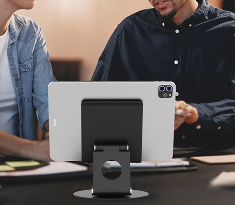 KABCON Swivel Tablet Stand, Aluminum Portable 360°Rotating Holder for Desk,Business,Kitchen,Desktop,Table Stand for iPad Pro 9.7,10.5,12.9/Air Mini,Tab,Fire,Nexus,E-Reader-Black
