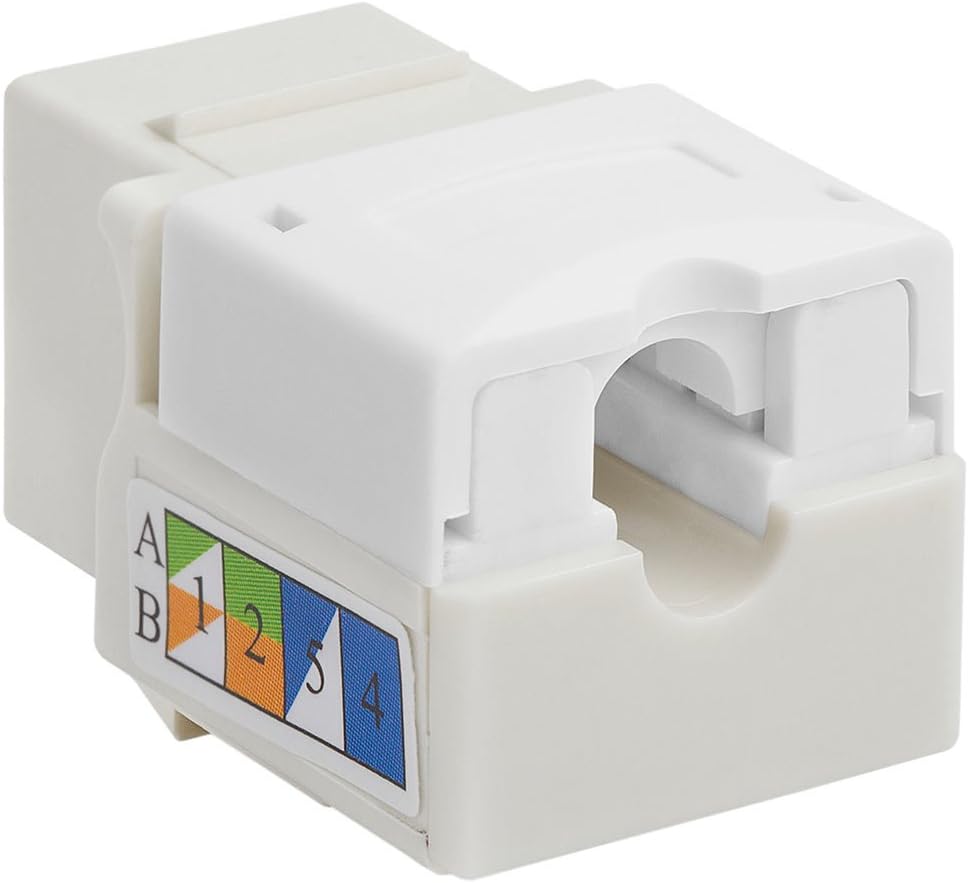 Cmple - 10 Pack Cat5e Keystone Jack Insert Punch Down RJ45 Connectors RJ45 Keystone Jack 90 Degree Female for Wall Plates, Patch Panels, Patch Cables, Ethernet Cables - White