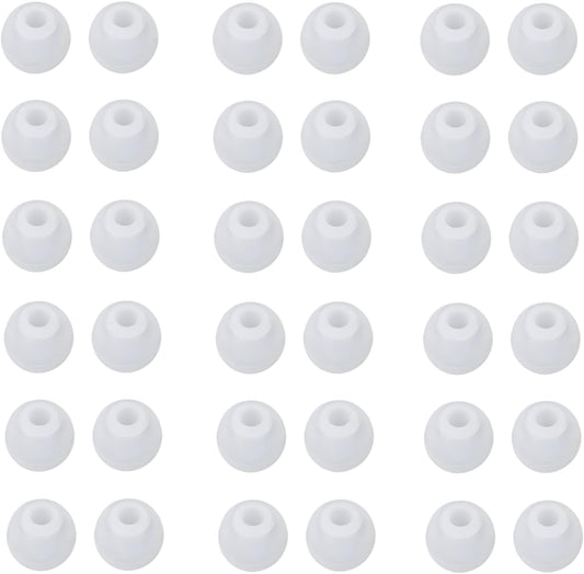 36 Pieces Small Earbud Tips Soft and Comfortable Ear Bud Replacement Pieces Silicone Fit Most in-Ear Headphones，Inner Hole 3.8mm -5.5mm，Small Clear White Replacement Eartips