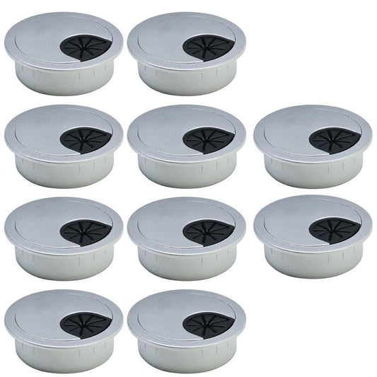 10 Pcs Desk Grommet 2" / 50 mm, Desk Cord Hole Cover, Cable Grommet ABS Plastic, Desk Hole Grommet for Home & Office Pc, Detachable Cable Cord Organizer-Silver Sand