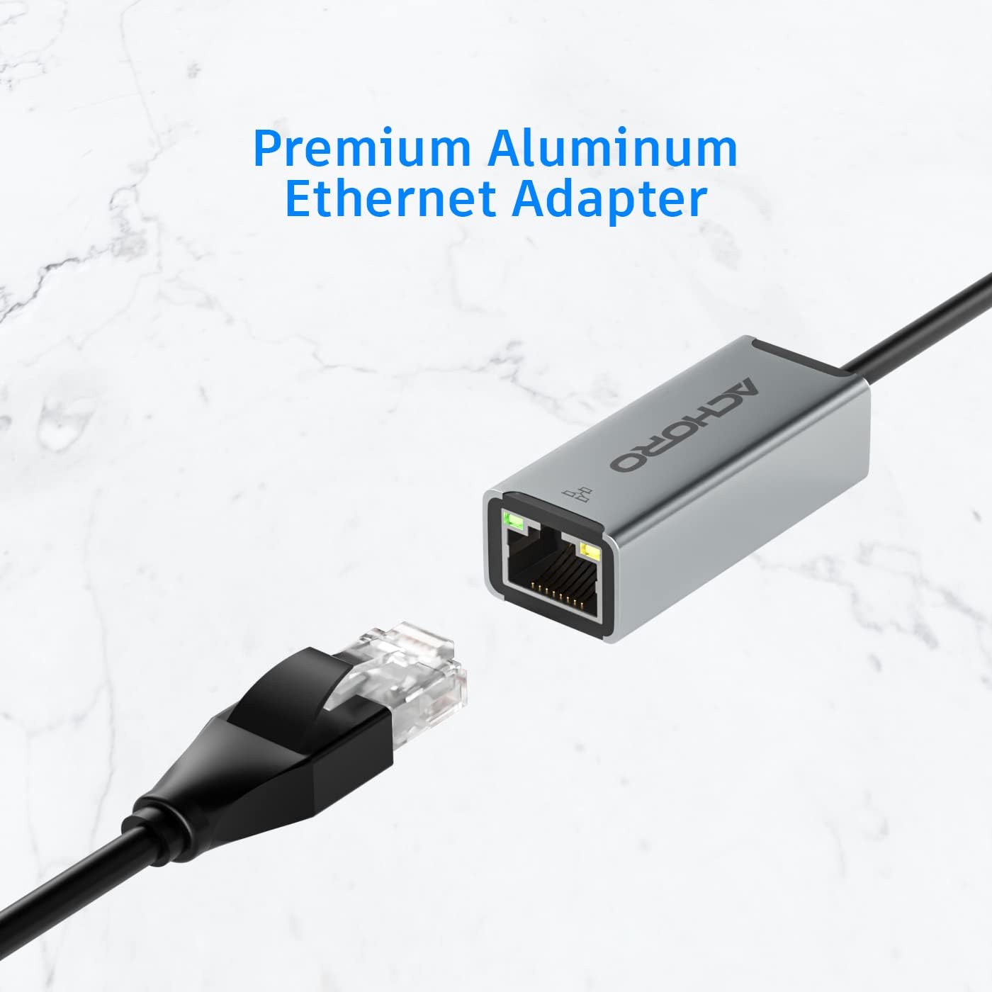 AChoro LAN to USB Adapter - USB A & C to Ethernet Port - Aluminium Alloy RJ45 Ports for PC, Mac