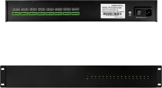 DC 16 Channel VBR CCTV 12V 20A Distributed Power Supply Rack Mount, PTC Reset Fuse,（UPS） Uninterruptible Power Supply System Function，Adjustable Output Voltage，for Security Cameras, DVR，NVR