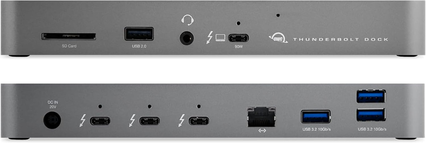 OWC 11-Port Thunderbolt Dock, 96W Charging, Single 8K Display or Dual 5K displays, 3 x Thunderbolt, 4 x USB, GbE, SD, Compatbile M1/M2 Macs, Thunderbolt 3 Macs, Thunderbolt 4 PCs, and USB-C Devices