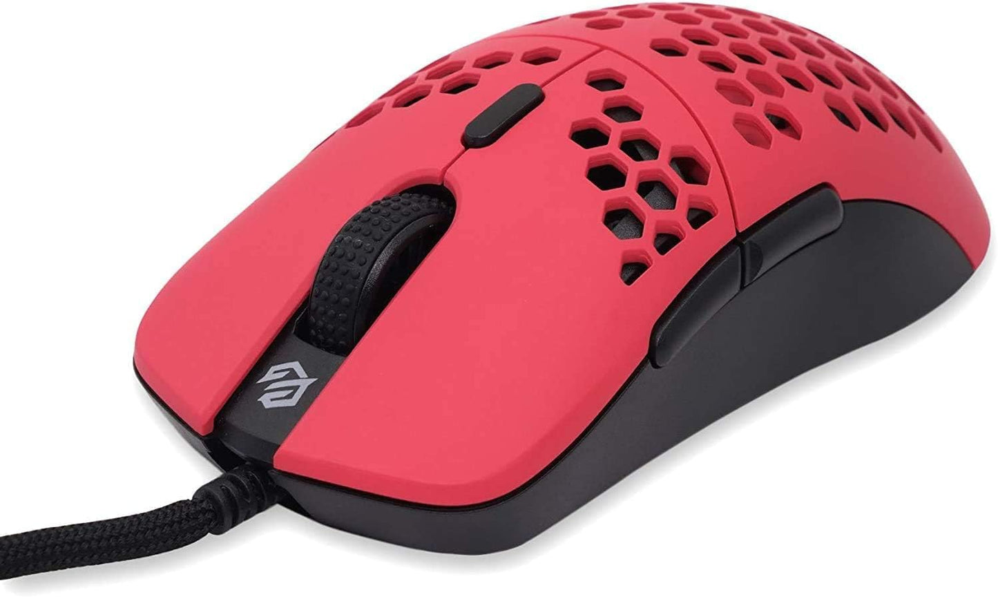 G-Wolves Hati HTM/HT-M Medium 56g Ultra Lightweight Honeycomb Wired Gaming Mouse, PixArt 3389 Sensor 16000 DPI, 6 Programmable Buttons, Low Latency, for PC/Mac (Faze Red)
