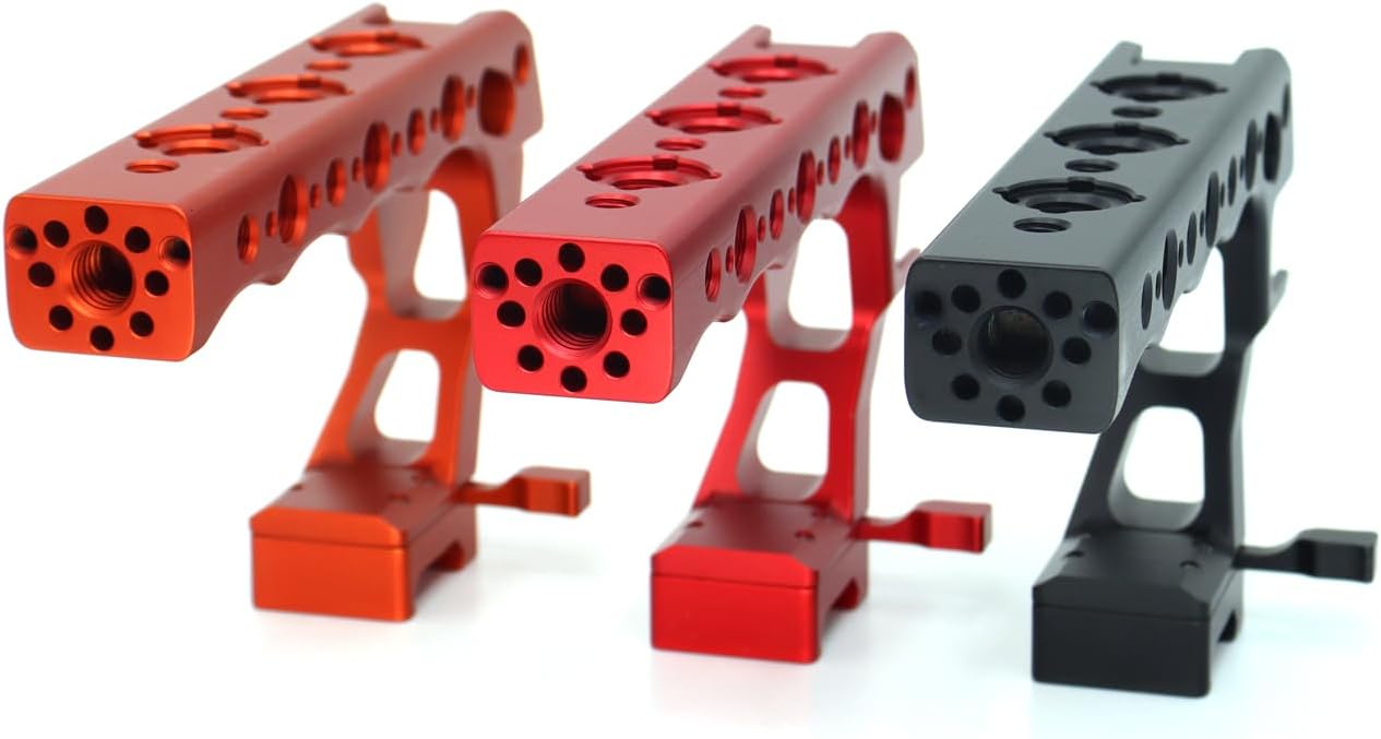 Universal Top Handle Quick Release NATO Grip with NATO Rail for DSLR Camera Cage, with 3 Cold Shoe Adapters to Mount DSLR Camera with Microphone/LED Light/Monitor (Black with NATO Rail)