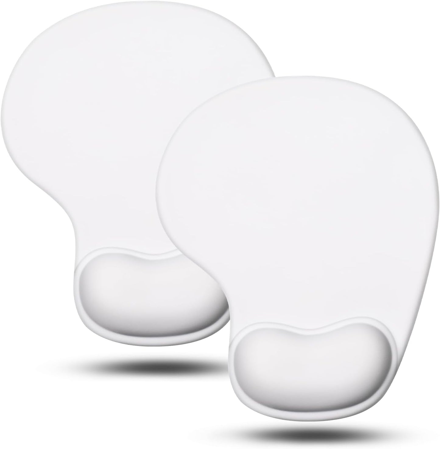 JIKIOU Mouse Pad, 2 Pack Ergonomic Mouse Pads with Comfortable Gel Wrist Rest Support and Smooth Cloth, Non-Slip PU Base for Easy Typing Pain Relief Durable and Easy to Clean Small White