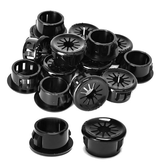 60PCS Cable Grommets, 5/8"(16mm) Desk Hole Cover Petal Shaped Buckle Type Nylon Snap Bushing Grommet, Wire Hole Cover Insert for Cables and Cords Management and Protection of Cabinet, Black