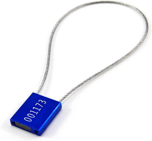 High Security Cable Seals Metal Container Seals Pull Tight Alumium Shipping Security Tags for Logisitics ISO 17712 Certificated (Pack of 100, Blue)