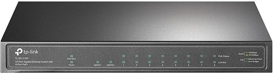 TP-Link 8 Port Gigabit PoE Switch | 8 PoE+ Ports @63W, w/ 1 Uplink Gigabit Port + 1 SFP Slot | Desktop/Wall-Mount | Plug & Play | Limited Lifetime Protection | Traffic Optimization (TL-SG1210P)