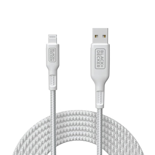 BLACK+DECKER Lightning to USB Cable - Fast Compatible iPhone Lightning Cable - Durable Braided iPhone Charger Cord - for Travel and Daily Use - Multiple Color + Length Options - 6ft