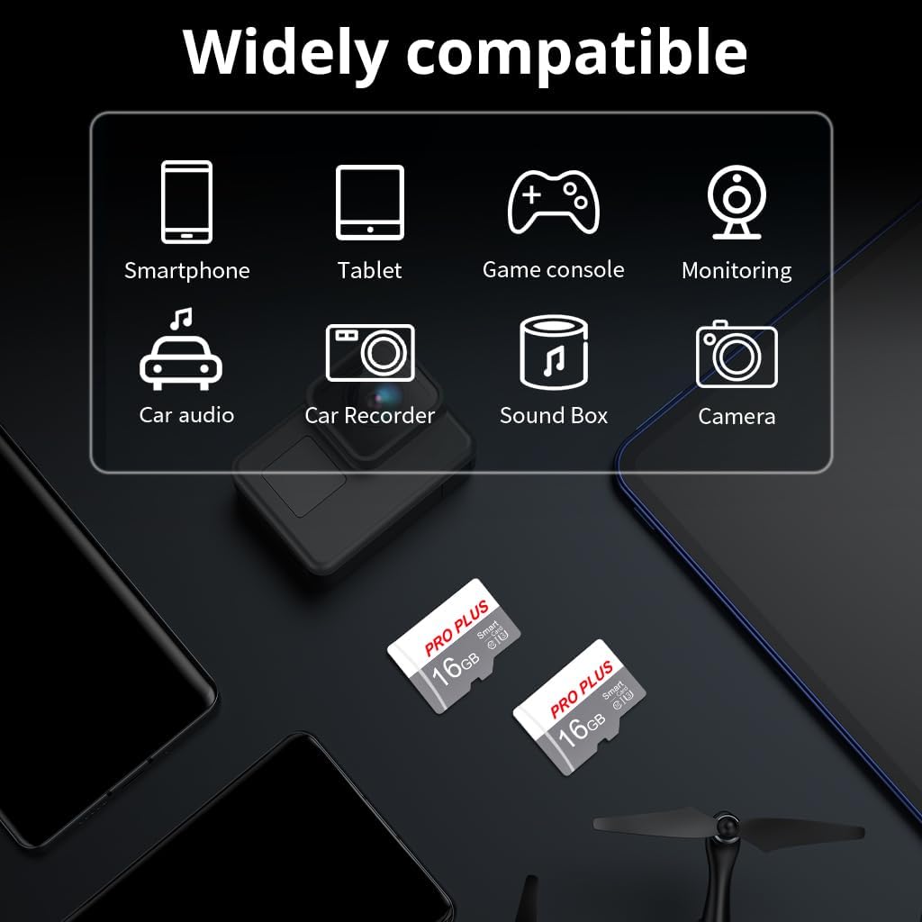 2 Pack TF Card 16GB with Adapter, High Speed Memory Card, UHS-I C10 A1 Memory TF Card for Tablet/Mobile Phone/Camera/Car Audio/Game Console (TF183 White Gray 16GB)