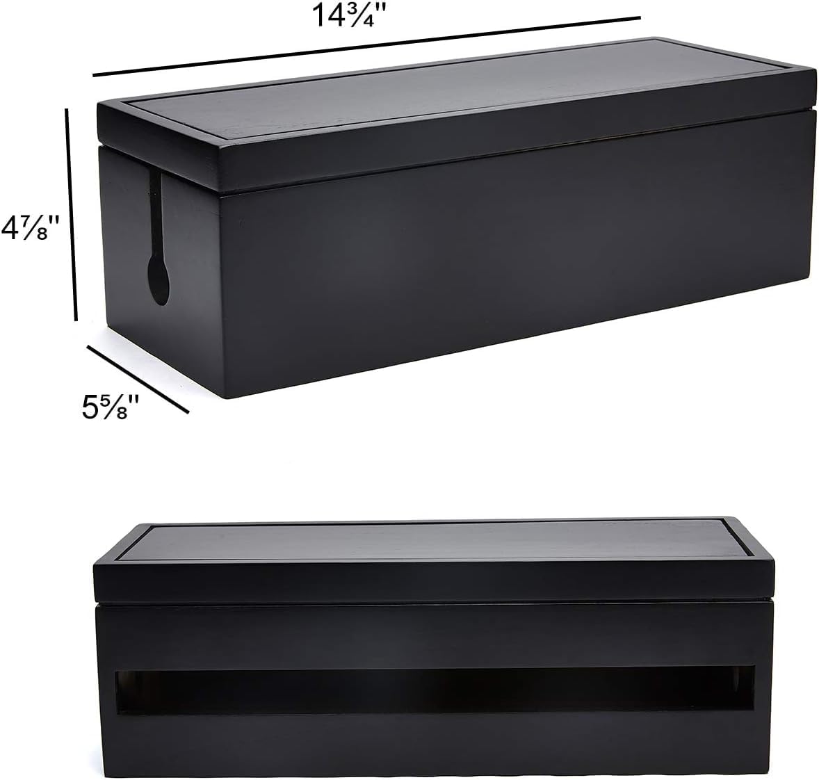 Changsuo Cable Management Box Wooden Cord Organizer Box for Extension Cord Power Stripe Surge Protector Wire Management Concealer Organizer Cover Hider for Desktop Home Office Kitchen (Black)