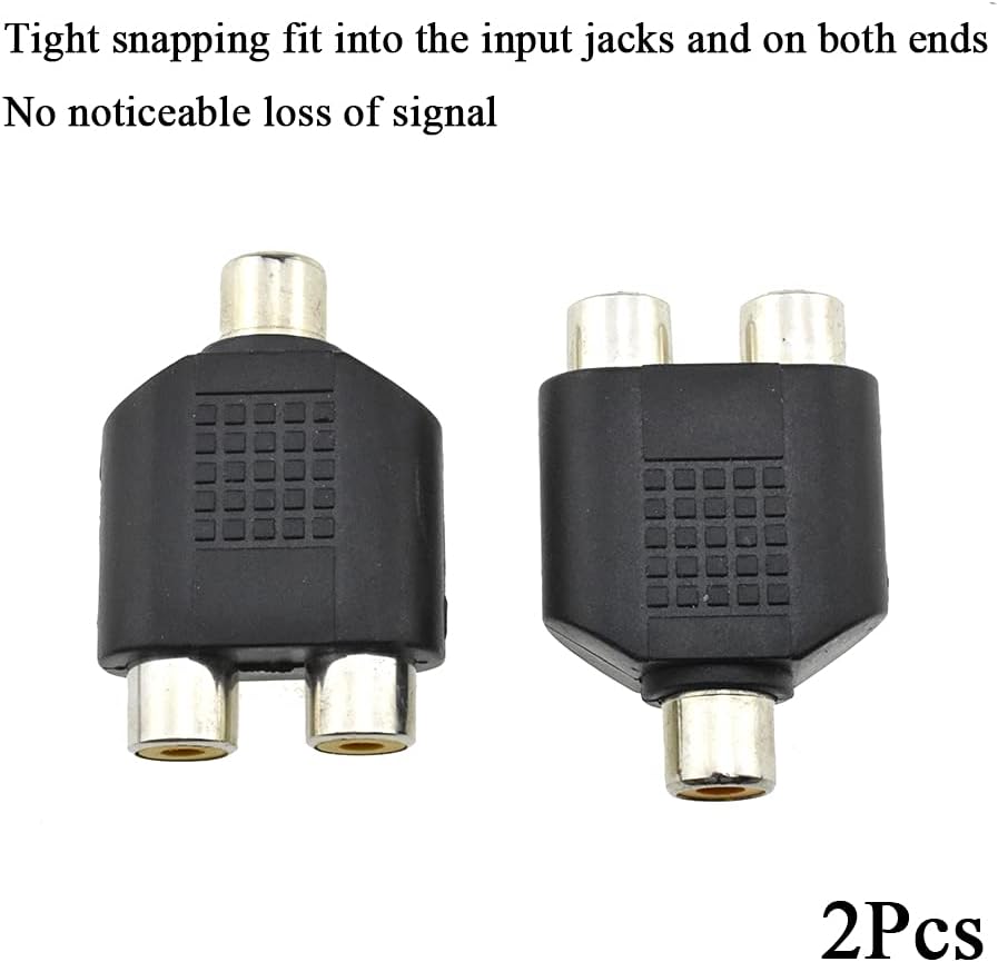 Hahiyo 3 RCA F-2x3.4 RCA F Stereo Plug Interconnect Audio One Male 3.4mm(1/8inch) Two Male 3mm(1/8inch) Adapter Splitter Good Signal Sound Snap Tight Not Wobble for Headphone Guitar Black 2pcs