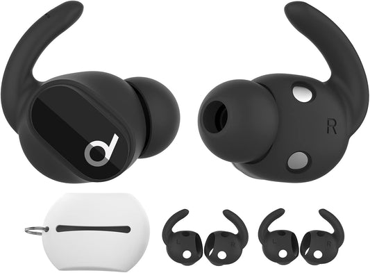 AhaStyle 3 Pairs Beats Studio Buds Ear Hooks Anti-Slip Ear Covers Silicone Accessories【Not Fit in The Charging Case】 Compatiable with New Beats Studio Buds 2021 (Black)