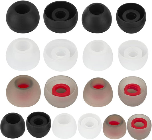 Earbud Tips Replacement - Silicone Compatible with Powerbeats 2/3 & LG Samsung Earbuds - Black, White, Red - 9 Pairs
