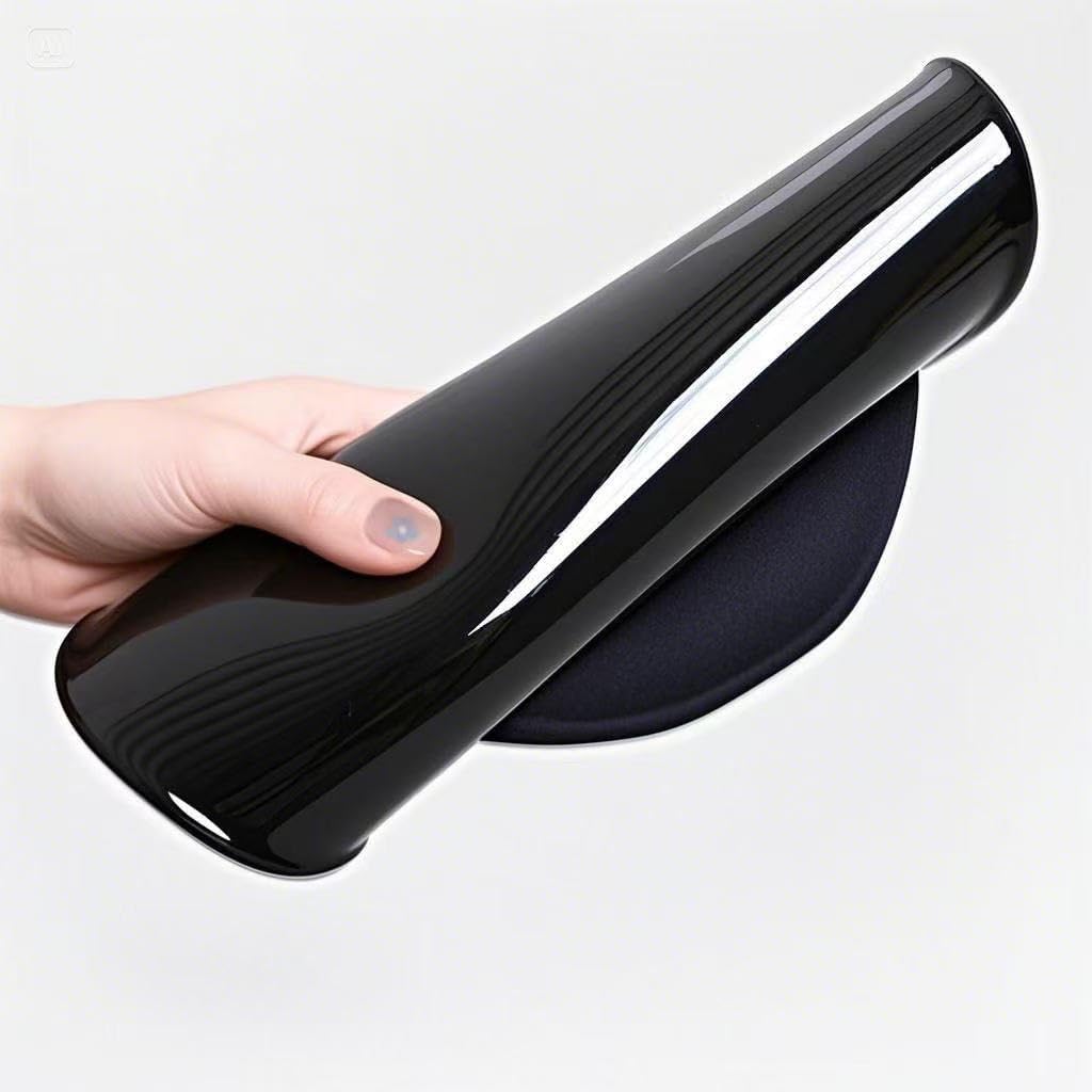 Ergonomic Mouse Pad with Wrist Support Gel Mousepad with Wrist Rest, Soft Black Computer Mouse Pad for Laptop, Pain Relief Mousepads with Non-Slip PU Base for Gaming, Home& Office, 9.9x8.8in, Round