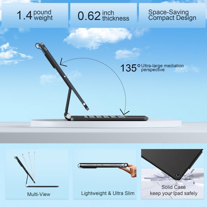 for iPad 9th Generation Case with Keyboard,Magic Style Keyboard Case for iPad 9th/8th/7th Gen 10.2 inch - Floating Cantilever Magnetic Stand Multi-Touch Trackpad (Black)