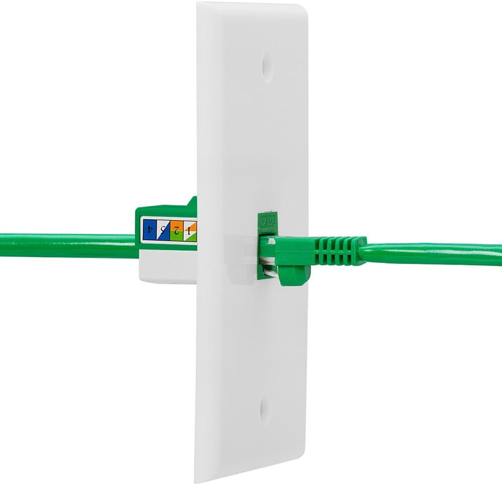 Cmple - RJ45 Keystone Jack 90 Degree Cat5e Keystone Jack Insert Punch Down RJ45 Connectors Female for Wall Plates, Patch Panels, Patch Cables, Ethernet Cables - Green