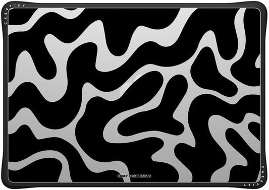 CASETiFY Impact MacBook Air 15" (M2-M4) Case [Cushioned Impact Corners/Scratch-Resistant/Anti-Slip Grip] - Black Abstract Shapes - Clear Black