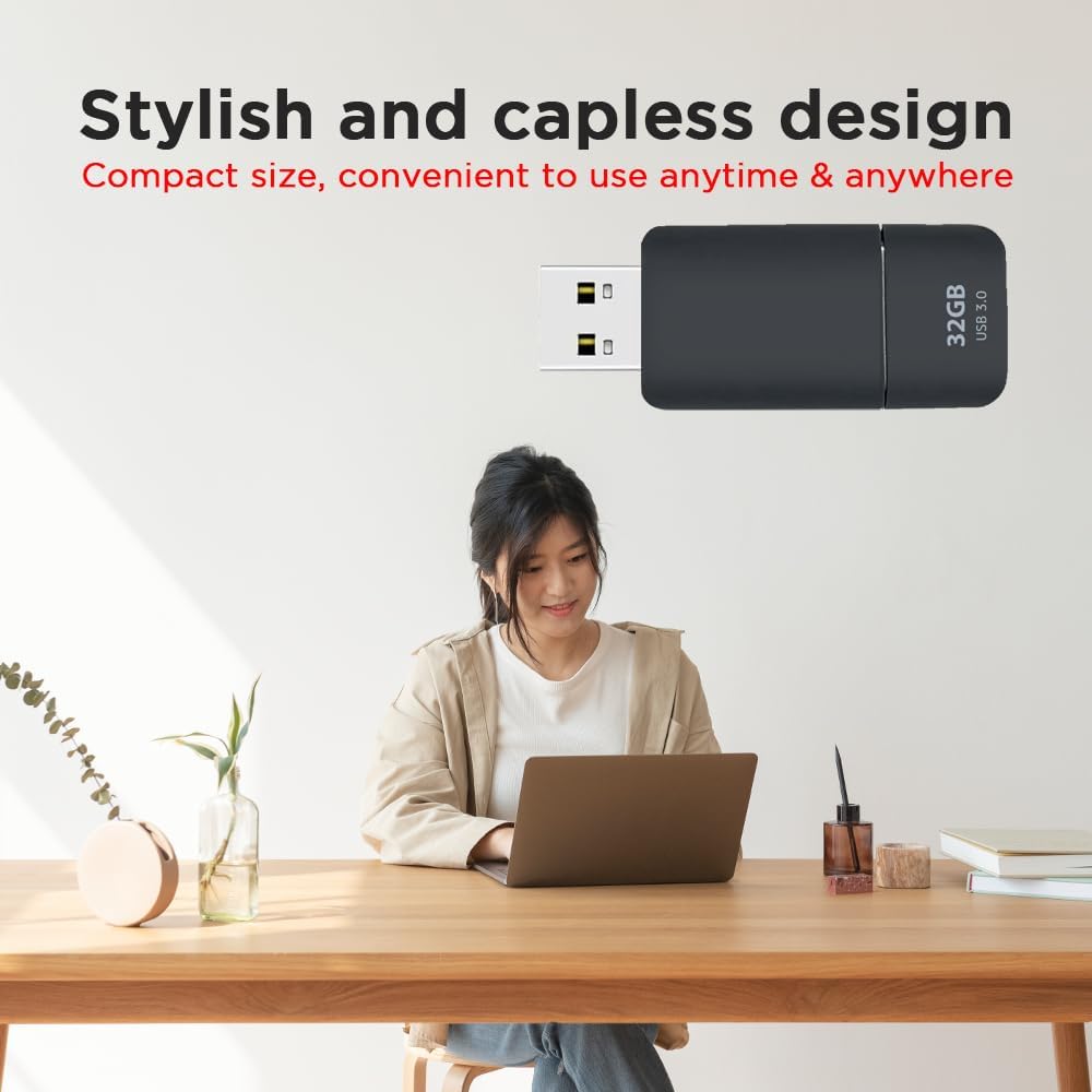 GIGASTONE 32GB Flash Drive (60 Pack) Z60NB USB 3.2 Gen 1, Ultra Fast, Retractable Capless Slider Design, Data Storage, Backup for PC/Mac/TV/Car Audio, USB 2.0/3.0/3.1 Compatible (Random Color)