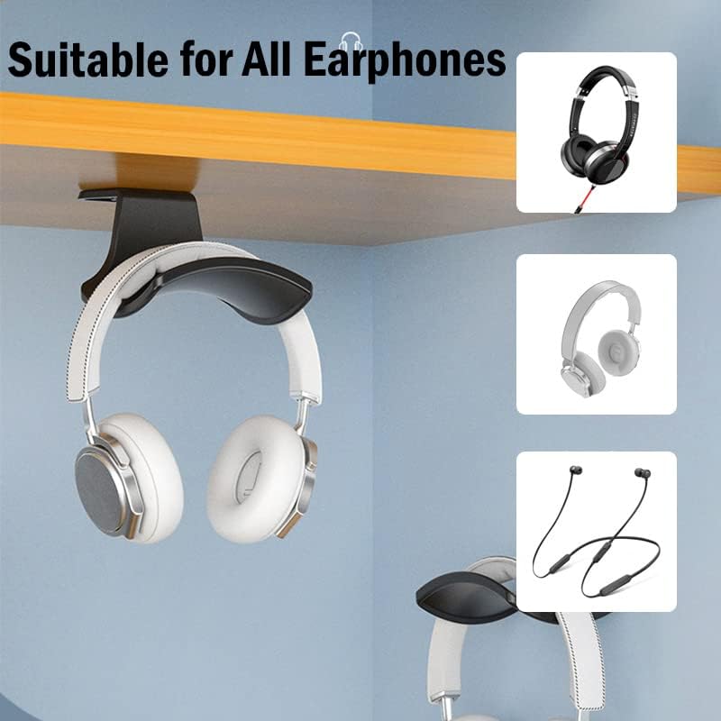 2-Pack Never Fall Headphone Hooks Hanger Wall Mount, Headset Holder Stand for Universal Gaming Headset Airpods Max Sony Bose Beats, Strong Adhesive by Screws