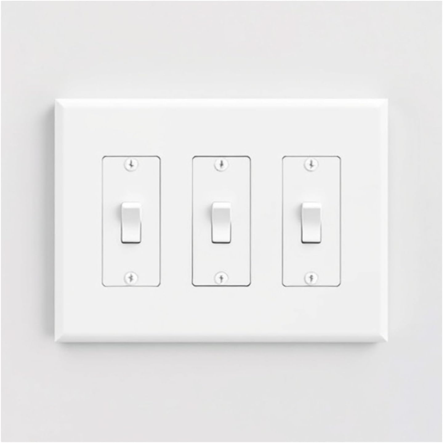 3 Gang Decorative Screwless Wall Plate Light Switch Cover, Hidden Screw Smooth Face, White, 10 pcs