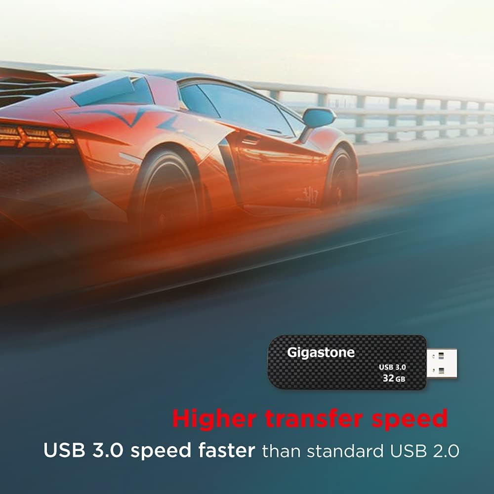 GIGASTONE 32GB Flash Drive (10 Pack) Z30 USB 3.2 Gen 1, 80MB/s Ultra Fast, Keychain Loop, Carbon Fiber Style, Push-Pull Design, Data Storage, Backup for PC/Mac/TV/Car, USB 2.0/3.0/3.1 Compatible