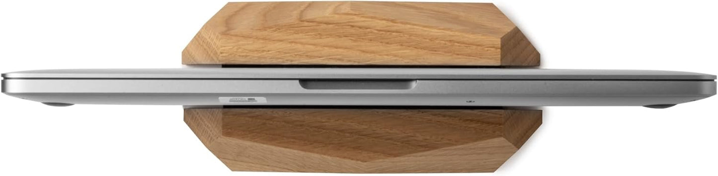 Oakywood Vertical Laptop Stand Wood - Adjustable Wooden Dock for Desk, Compatible with All MacBook Pro, MacBook Air, iPad, Handmade Oak Wood, Computer Stand, Laptop Holder
