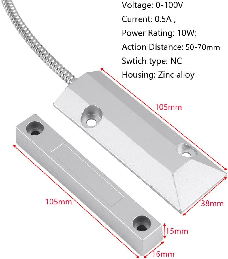 Home Security Wired Rolling Door Contact 0~100V/0.5Amp Magnetic Reed Switch OC-55 Alarm Sensor Magnetic Switch with 2 Wires for N.C. Applications