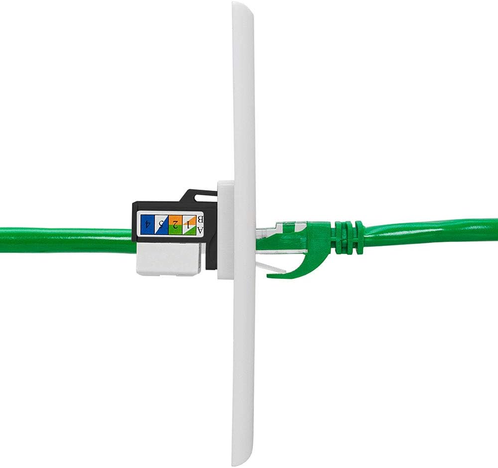 Cmple - Cat6 Keystone Jack Insert Punch Down RJ45 Connectors RJ45 90 Degree Female for Wall Plates, Patch Panels, Patch Cables, Ethernet Cables - Black