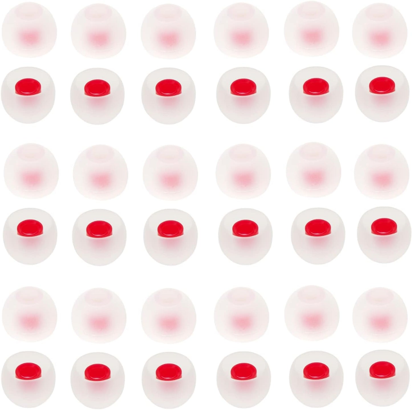 36 Pieces Medium Earbud Tips Soft and Comfortable Ear Bud Replacement Pieces Silicone Fit Most in-Ear Headphones，Inner Hole 3.8mm -5.5mm，Medium White and Red Replacement Eartips