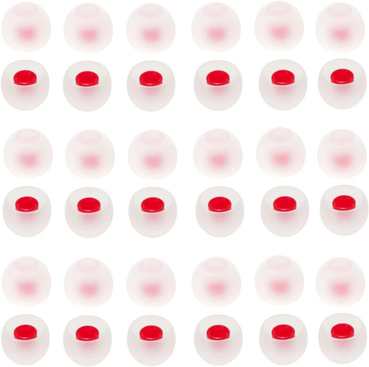 36 Pieces Medium Earbud Tips Soft and Comfortable Ear Bud Replacement Pieces Silicone Fit Most in-Ear Headphones，Inner Hole 3.8mm -5.5mm，Medium White and Red Replacement Eartips