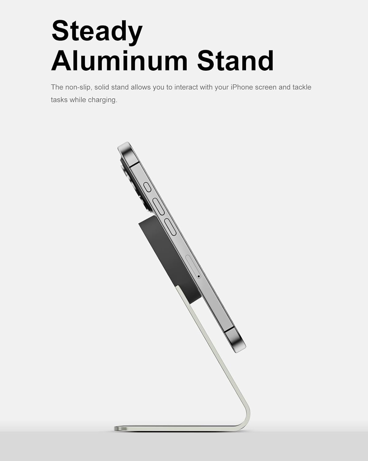 MagSafe Charger Stand 15W Fast Charging Magnetic Charger, Compatible with Apple MagSafe Charger, Wireless Charger Compatible for iPhone 16 15 14 13 12 Series and Airpods (1 Pack)