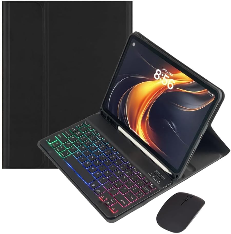 for iPad 11th (A16,2025) 11-inch, iPad 10th Gen 10.9 Inch 2022 Keyboard Case with Mouse and Rainbow Backlit Magnetic Detachable Bluetooth Keyboard Cover,Black