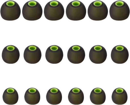Earbud Tips Soft Silicone Earbuds Replacement Tips Fit for in-Ear Headphones(inner hole from 3.8mm - 4.2mm earphones) 9 Pairs S/M/L,Black/Green