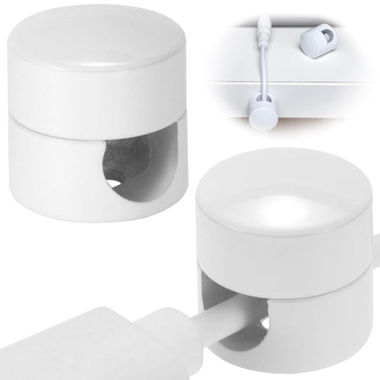 2 Sets Charger Holders for Cords, White Adjustable Cable Anchor Holders, Adhesive Metal Cord Clips, Cable Management Wire Organizers for Desk, Office, Nightstand