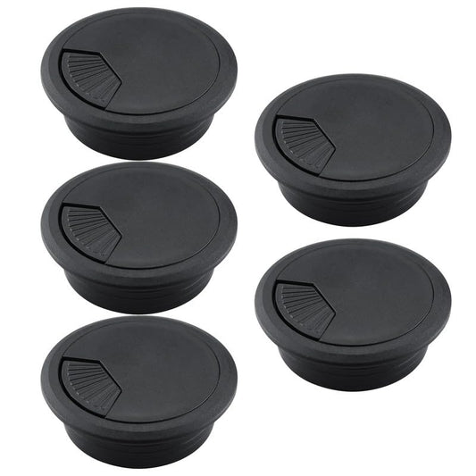 5 Pcs Desk Grommet 2" / 50 mm, Desk Cord Hole Cover, Cable Grommet ABS Plastic, Desk Hole Grommet for Home & Office Pc, Detachable Adjustable Cable Cord Organizer-Black