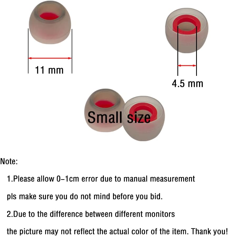 10 Pairs Small Earbud Tips Replacement Ear Tips for in- Ear Headphones Ear Bud Covers Silicone Earbuds Rubber Tips (Clear Red)