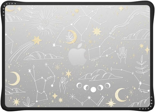 CASETiFY Impact MacBook Air 13.6" (M2-M4) Case [Cushioned Impact Corners/Scratch-Resistant/Anti-Slip Grip] - Stargazing - Clear Black