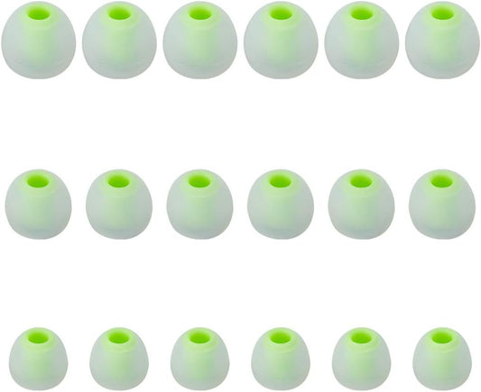 Earbud Tips Soft Silicone Earbuds Replacement Tips Fit for in-Ear Headphones(Inner Hole from 3.8mm - 4.2mm Earphones) 9 Pairs S/M/L,Transparent Green