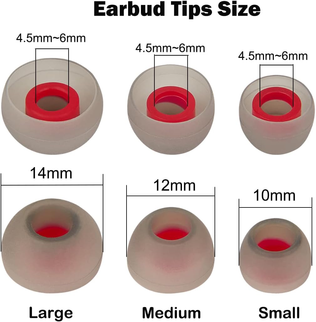 Earbud Tips Replacement - 9 Pairs, Compatible With Powerbeats 2/3, LG & Samsung Earbuds, Red Ear M