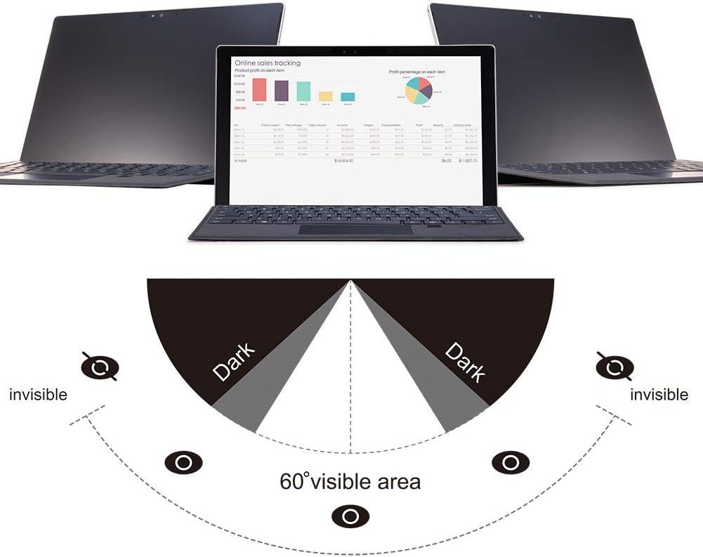 FILMEXT for Microsoft Surface Pro 7 Plus/7/6/5/4/3 Fully Removable Privacy Screen Protector Filter, Anti-Spy Anti-Glare Feature Makes (for Surface Pro 7+/7/6/5/4 Privacy Screen Protector)