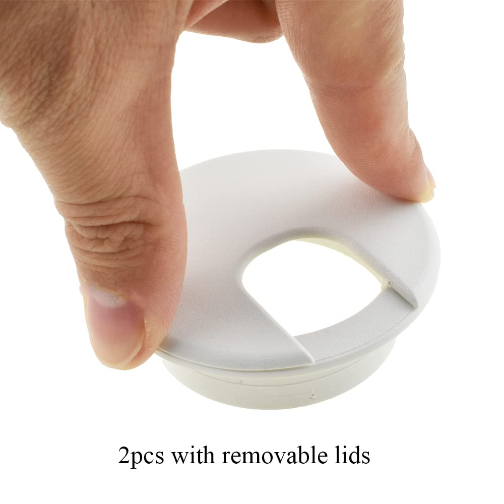 HAHIYO 2Pcs 2Inch/50mm White ABS Plastic U-Shaped Desk Grommet Wire Grommet Cable Management Cord Hole Cover Desk Wire Hole Insert Wire Organizer for Computer Office Home School Equipment Systems