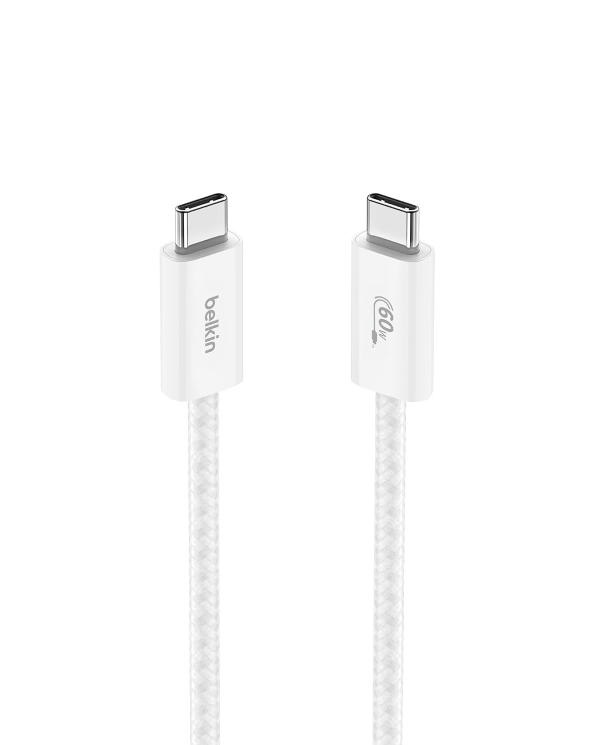 Belkin USB C to USB C Cable, 3.3ft, 60W - Type C Charger, iPhone Charger Cord, Soft, Braided, Flexible for iPhone 16, Galaxy S25, Pixel 9, Airpods, iPad Pro, Tablet & More, Travel Essentials - White