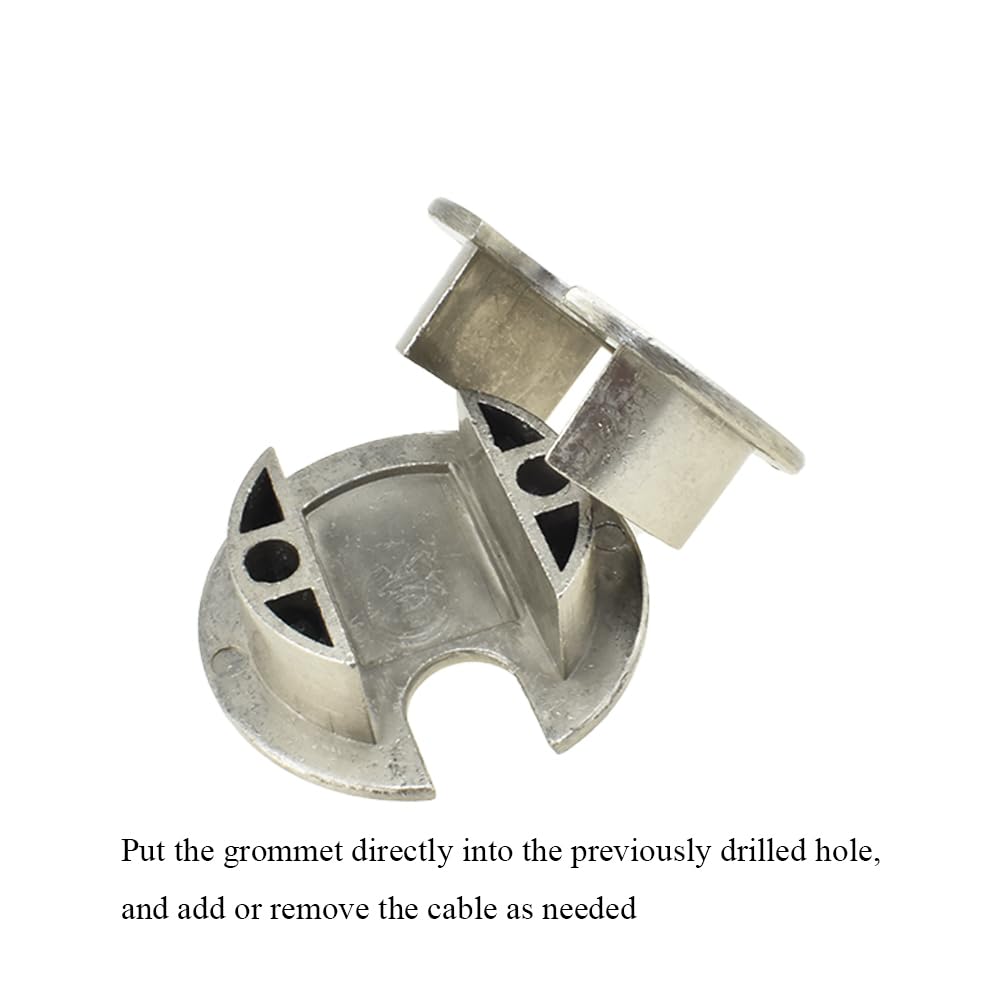 HAHIYO 2Pcs 1.38Inch/35mm Brushed Silver Zinc Alloy Desk Grommet Wire Grommet Cable Management Cord Hole Cover Desk Wire Hole Insert Wire Organizer for Computer Office Home School Equipment Systems